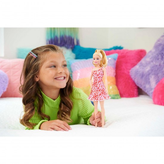 Mattel Barbie Fashionistas doll with blonde ponytail and floral dress (HJT02)
