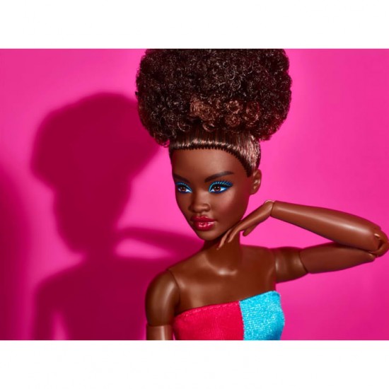 Mattel Barbie Signature Looks: Dark Skin Doll with Updo and Pink Pants Model #14 (HJW81)
