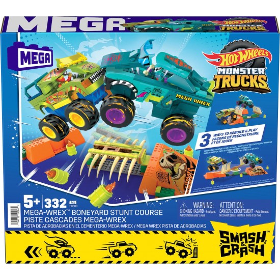 Mattel Mega Hot Wheels: Monster Trucks Smash & Crash - Mega-Wrex™ Boneyard Stunt Course (HKF89)