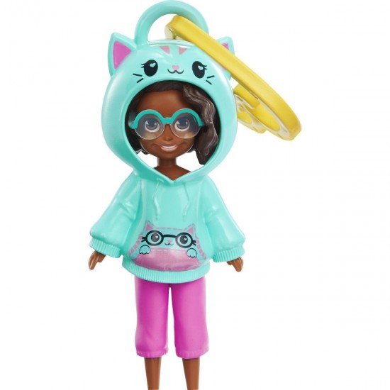 Mattel Polly Pocket: Hoodie Buddy - Cat Dark Skin Doll (HKV99/HKV98)