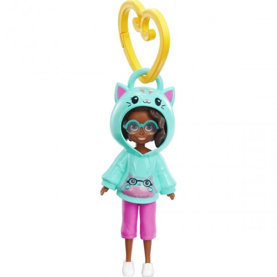 Mattel Polly Pocket: Hoodie Buddy - Cat Dark Skin Doll (HKV99/HKV98)