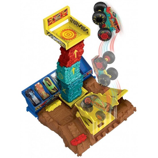 Mattel Hot Wheels Monster Trucks: Arena Smashers - Car Jump Challenge Playset (HNB94/HNB92)