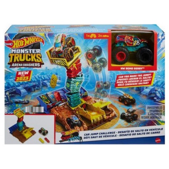 Mattel Hot Wheels Monster Trucks: Arena Smashers - Car Jump Challenge Playset (HNB94/HNB92)