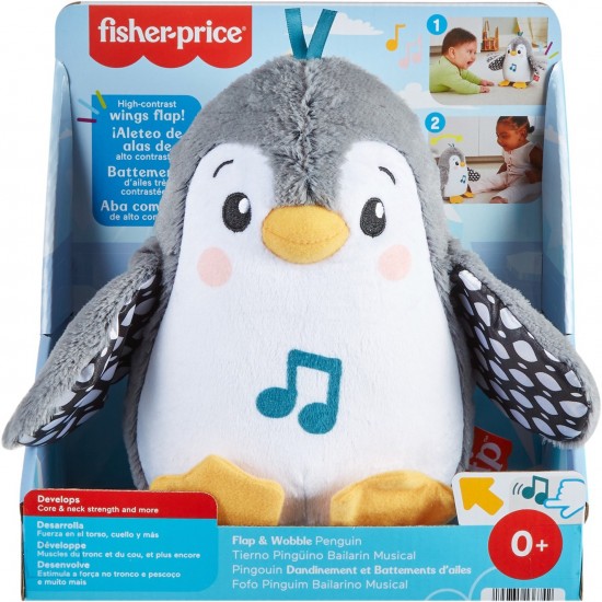 Fisher-Price Flutter & Wobble Penguin, cuddly toy (HNC10)