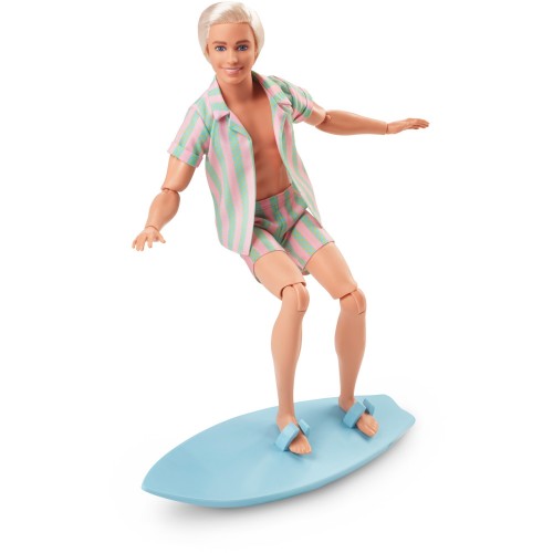 Mattel Barbie Signature The Movie - Ken Doll with Striped Beach Outfit in Pastel Pink and Green, Toy Figure (HPJ97)