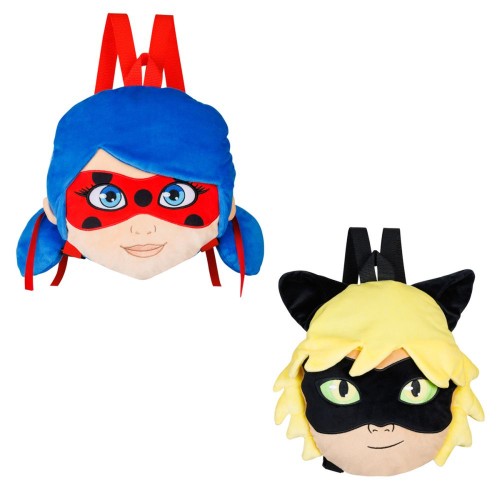 P.M.I. Miraculous Plush Backpacks 30cm (Random-2 characters to collect-Lady Bug/Black-Cat Noar) (MLB7008)
