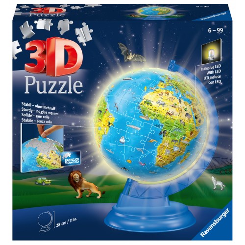 Ravensburger 3D Puzzle 180 τεμ. Υδρόγειος για Παιδιά Night Edition (11288)