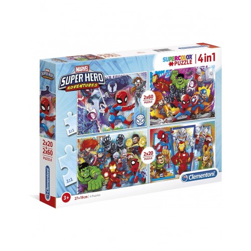  As Company Puzzle 2x20 + 2x60 Super Color Marvel Superhero (1200-24769)