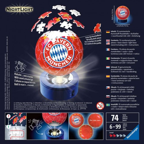 Ravensburger 3D Puzzle-Ball Nachtlicht: FC B. M. 72 Τεμ. (121779)