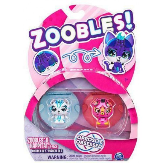 Spin Master Zoobles!: Zoobles & Happitat Opposite Obsessed Icy Polar Bear & Firey Puppy (2-Pack) (20133140)