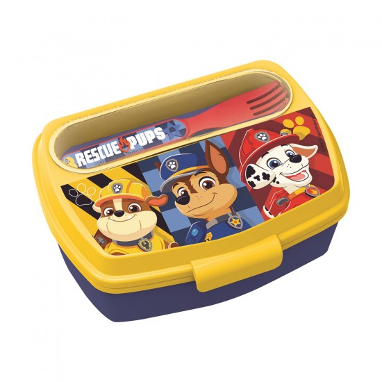 Stor: Paw Patrol Boy Rescue Pups - Funny Sandwich Box With Cutlery (81609) Stor: Paw Patrol Boy Rescue Pups - Funny Sandwich Box With Cutlery (81609)