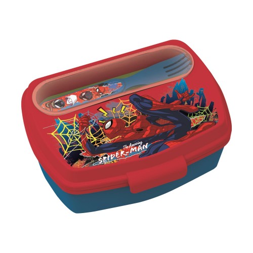 Stor: Marvel Spiderman Moving Target - Funny Sandwich Box With Cutlery (83509) Stor: Marvel Spiderman Moving Target - Funny Sandwich Box With Cutlery (83509)