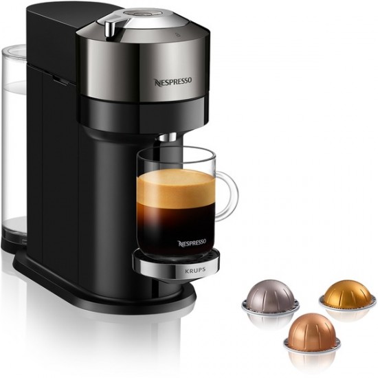 Krups Nespresso Vertuo Next Deluxe Nespresso Capsule Coffee Machine (black/chrom) (XN910C.20)