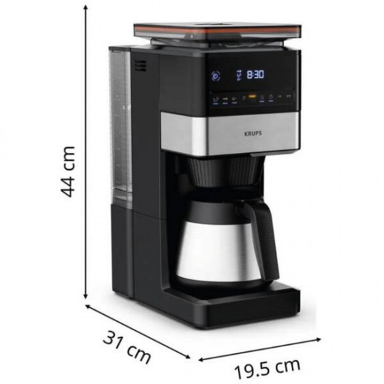 Krups Grind Aroma XL with Grinder Coffee Machine (black/stainless steel, Thermal Carafe) (KT8428)