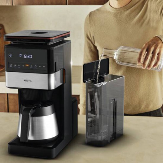 Krups Grind Aroma XL with Grinder Coffee Machine (black/stainless steel, Thermal Carafe) (KT8428)