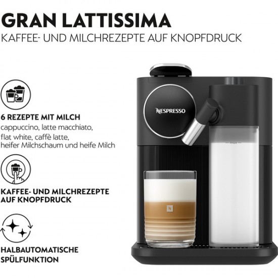 DeLonghi Nespresso Gran Lattissima EN 640.B Nespresso Capsule Coffee Machine (black) (0132193539)