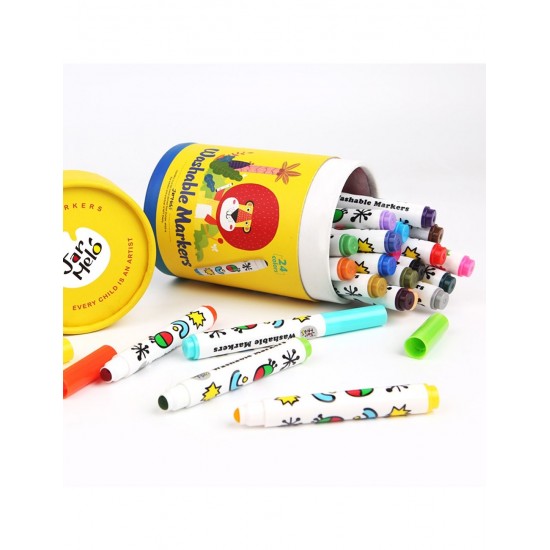Μαρκαδόροι Baby Roo Σετ 24 χρωμ. Στρογγ. Μύτη Washable JarMelo (JA92583)