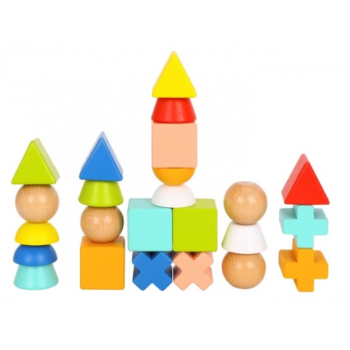 Tooky Toy Ξύλινο Παιχνίδι Στοίβαξης με Σχήματα & Κάρτες (TF268)