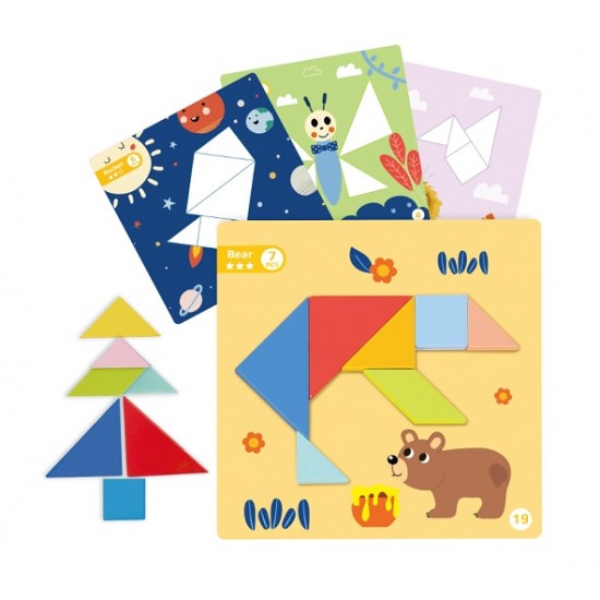 Tooky Toy Ξύλινο Μαγνητικό Παζλ Τάγκραμ (TF642)