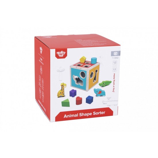 Tooky Toy Ξύλινος Κύβος Σφηνώματα Ζωάκια Και Σχήματα (TH442)