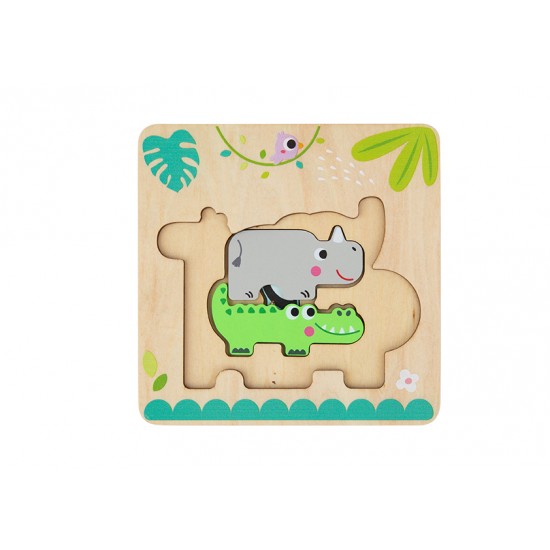 Tooky Toy Ξύλινο Παζλ Πολλαπλών Επιπέδων Άγρια Ζώα (TH606)