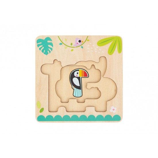 Tooky Toy Ξύλινο Παζλ Πολλαπλών Επιπέδων Άγρια Ζώα (TH606)