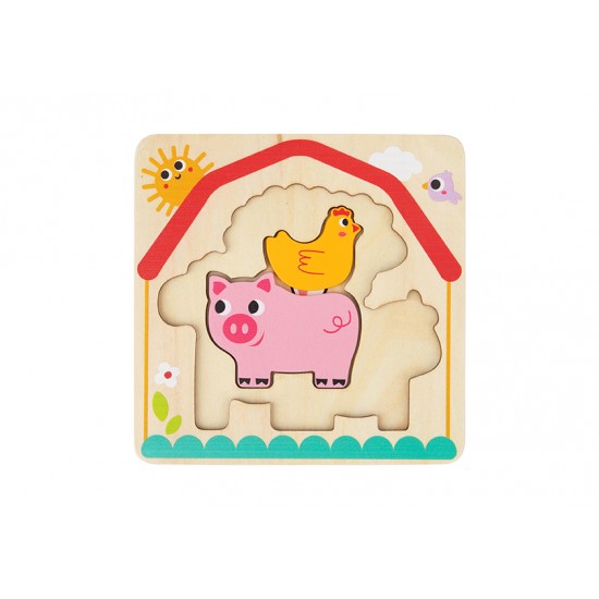 Tooky Toy Ξύλινο Παζλ Πολλαπλών Επιπέδων Φάρμα (TH623)