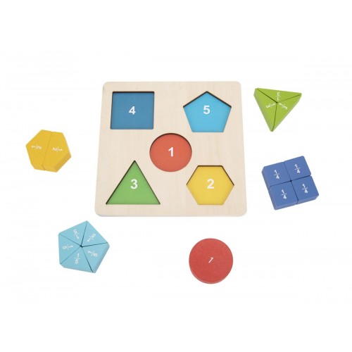 Tooky Toy Ξύλινα Σφηνώματα Σχήματα Και Κλάσματα (TH939)