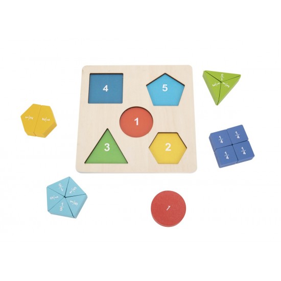 Tooky Toy Ξύλινα Σφηνώματα Σχήματα Και Κλάσματα (TH939)