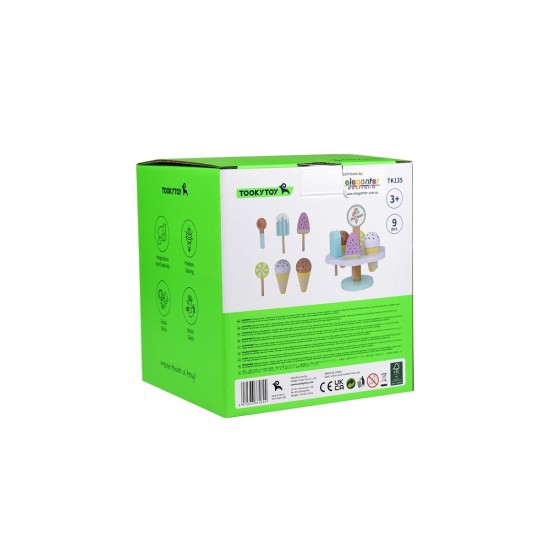 Tooky Toy Ξύλινο Σετ Παγωτών Με Σταντ (TK135)