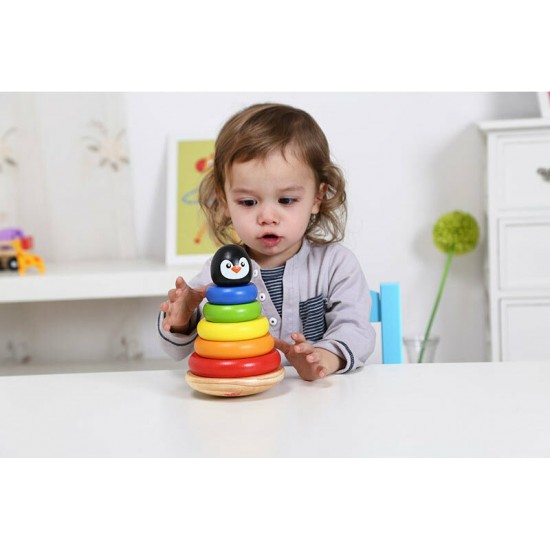 Tooky Toy Ξύλινος Πιγκουίνος Πυραμίδα (TKB502)