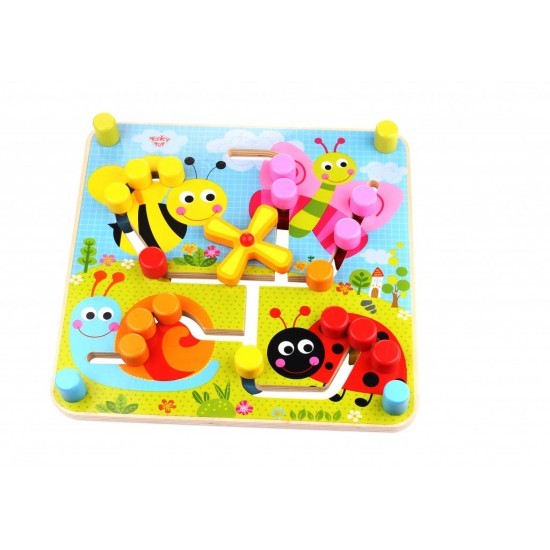 Tooky Toy Ξύλινος Λαβύρινθος Διπλής Όψης Ζωάκια & Σχήματα (TKC573)