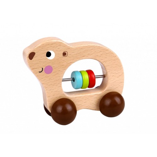 Tooky Toy Ξύλινα Συρόμενα Ζωάκια Χάντρες Αρκούδα  (TKDZOO)