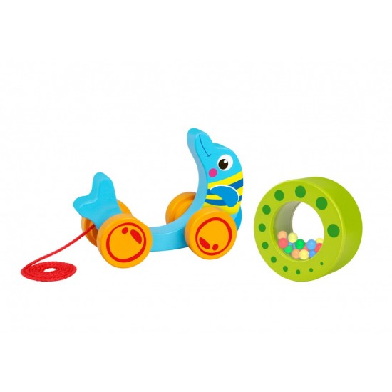 Tooky Toy Ξύλινο Συρόμενο Δελφίνι (TKE013)