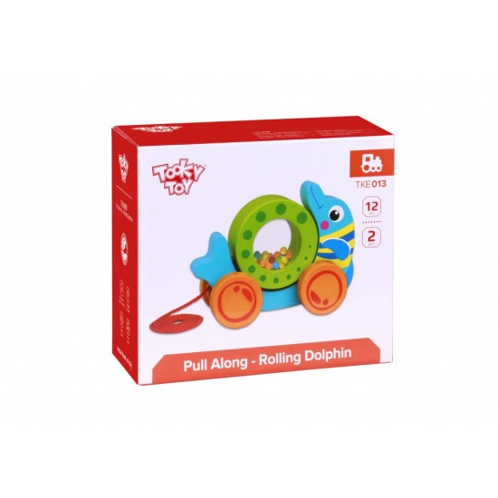 Tooky Toy Ξύλινο Συρόμενο Δελφίνι (TKE013)