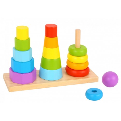 Tooky Toy Ξύλινοι Πύργοι Στοίβαξης Με Γεωμετρικά Σχήματα (TKF008A)