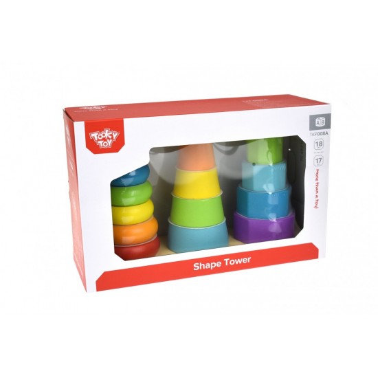 Tooky Toy Ξύλινοι Πύργοι Στοίβαξης Με Γεωμετρικά Σχήματα (TKF008A)