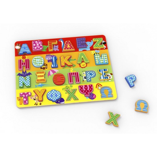 Tooky Toy Ξύλινο Αλφάβητο Σφηνώματα Πολύχρωμο Κεφαλαία (TKG005-G)