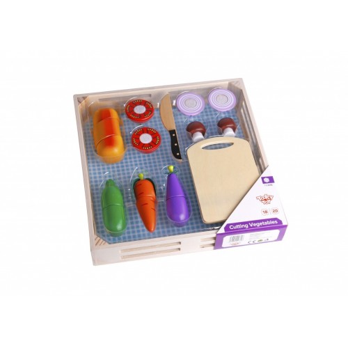 Tooky Toy Ξύλινα Λαχανικά Με Ξύλο Κοπής & Δίσκο (TKI015)