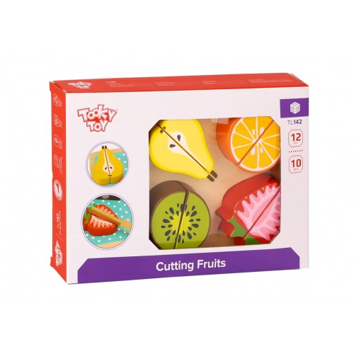 Tooky Toy Ξύλινα Σφηνώματα Σε Δίσκο Κοπής – Φρούτα (TL142)