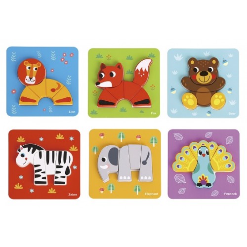 Tooky Toy Ξύλινο Παζλ Ζώα 6 Σε 1 (TL636)