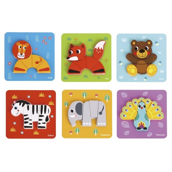 Tooky Toy Ξύλινο Παζλ Ζώα 6 Σε 1 (TL636)